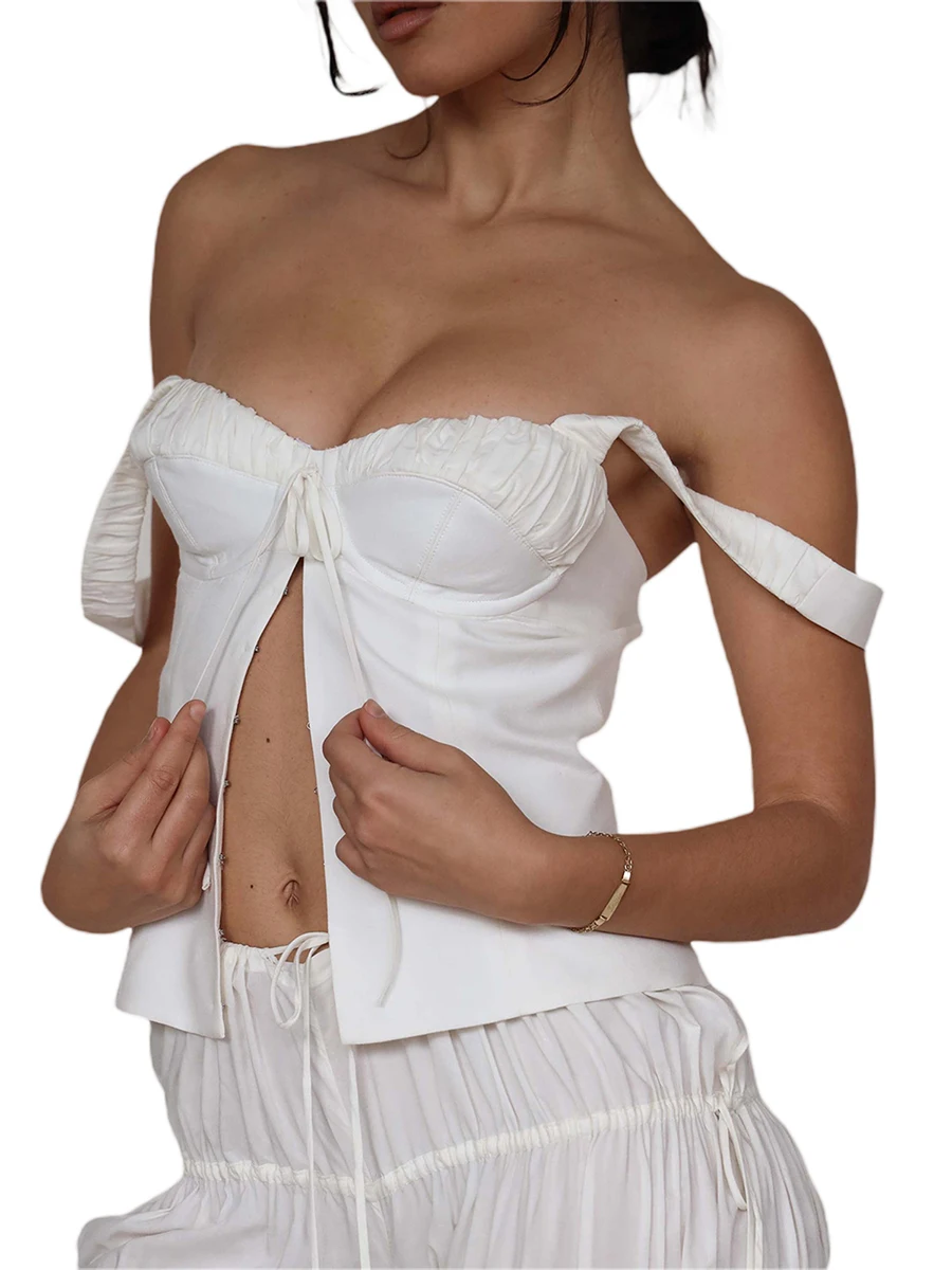 Женский топ без рукавов Duoyunn укороченный с глубоким вырезом на бретельках