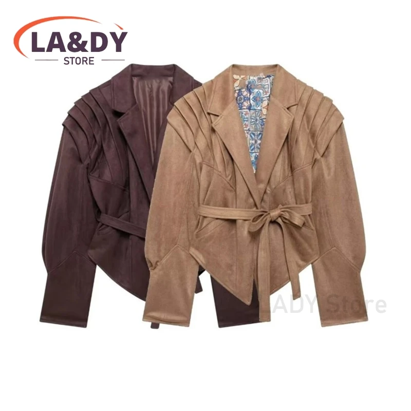 2024 осенняя женская модная куртка с v-образным вырезом повседневная короткая на