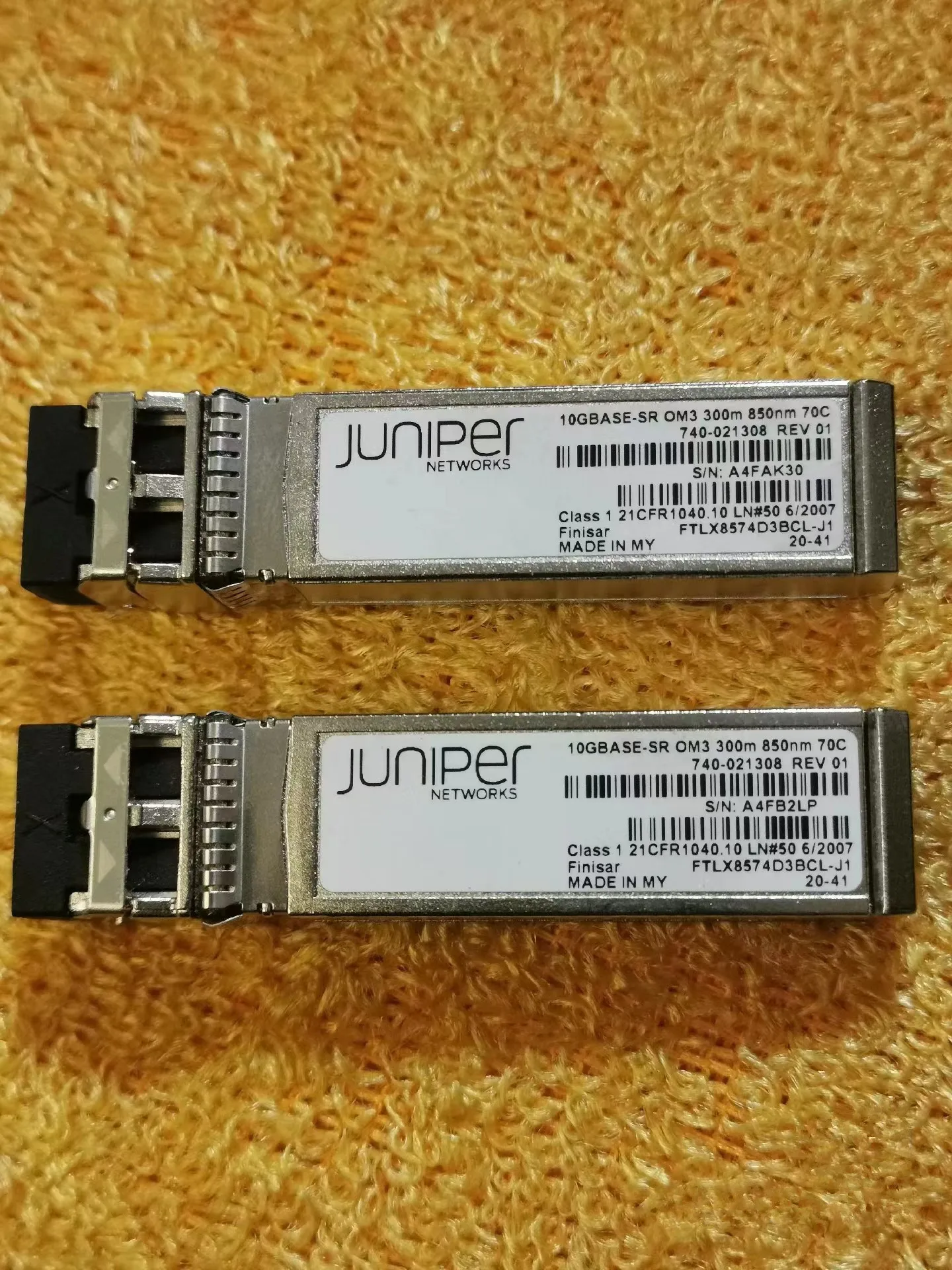 Juniper 10GB Fiber Module/FTLX8574D3BCL-J1 10GBASE-SR 850NM OM3 300M 70C 740-021308/10G Networks SFP