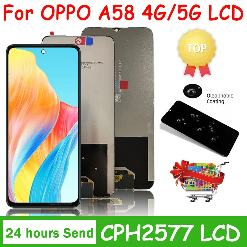Тест A58 экран для Oppo 4G/5G LCD CPH2577 дисплея + сенсорная панель дигитайзер Запасные