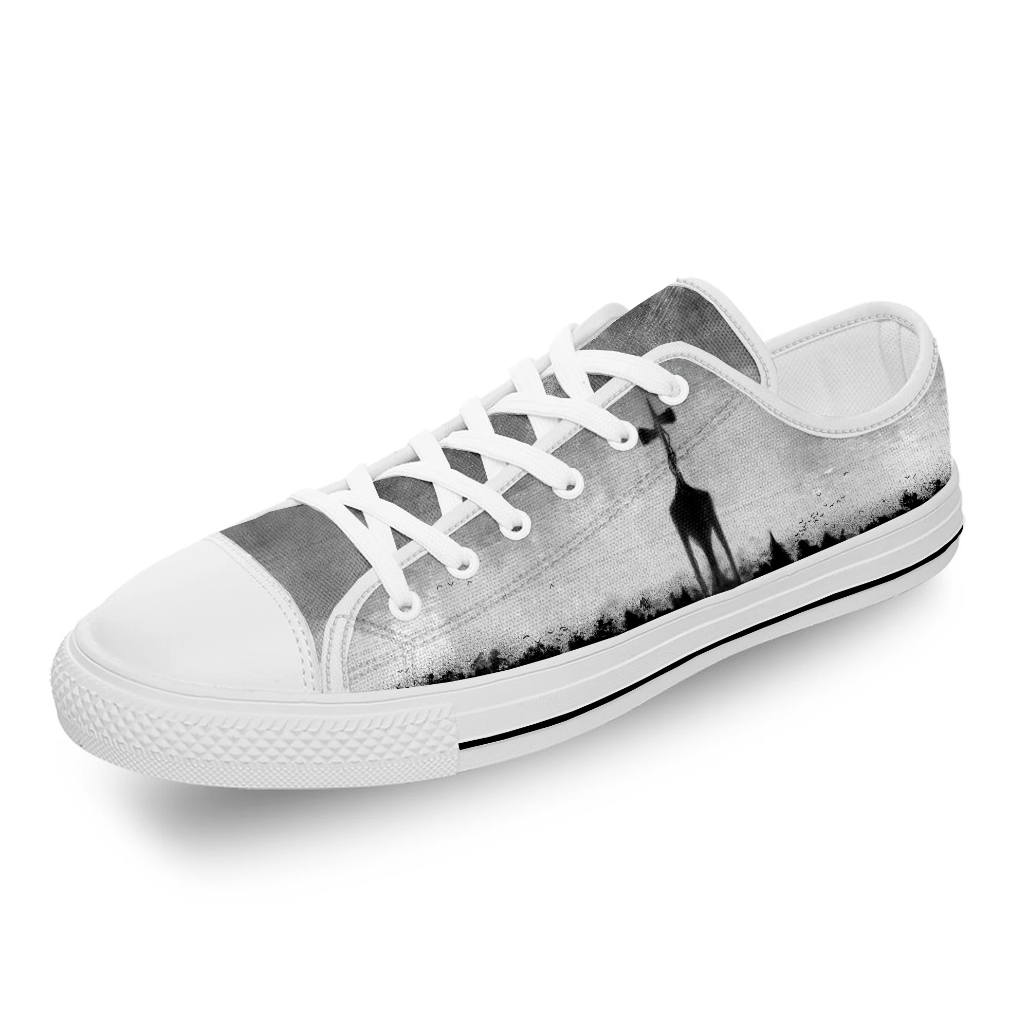 

Siren Head SCP Scary Horror Game White Cloth Fashion 3D Print Low Top Canvas Shoes Men Women Lightweight Breathable Sneakers