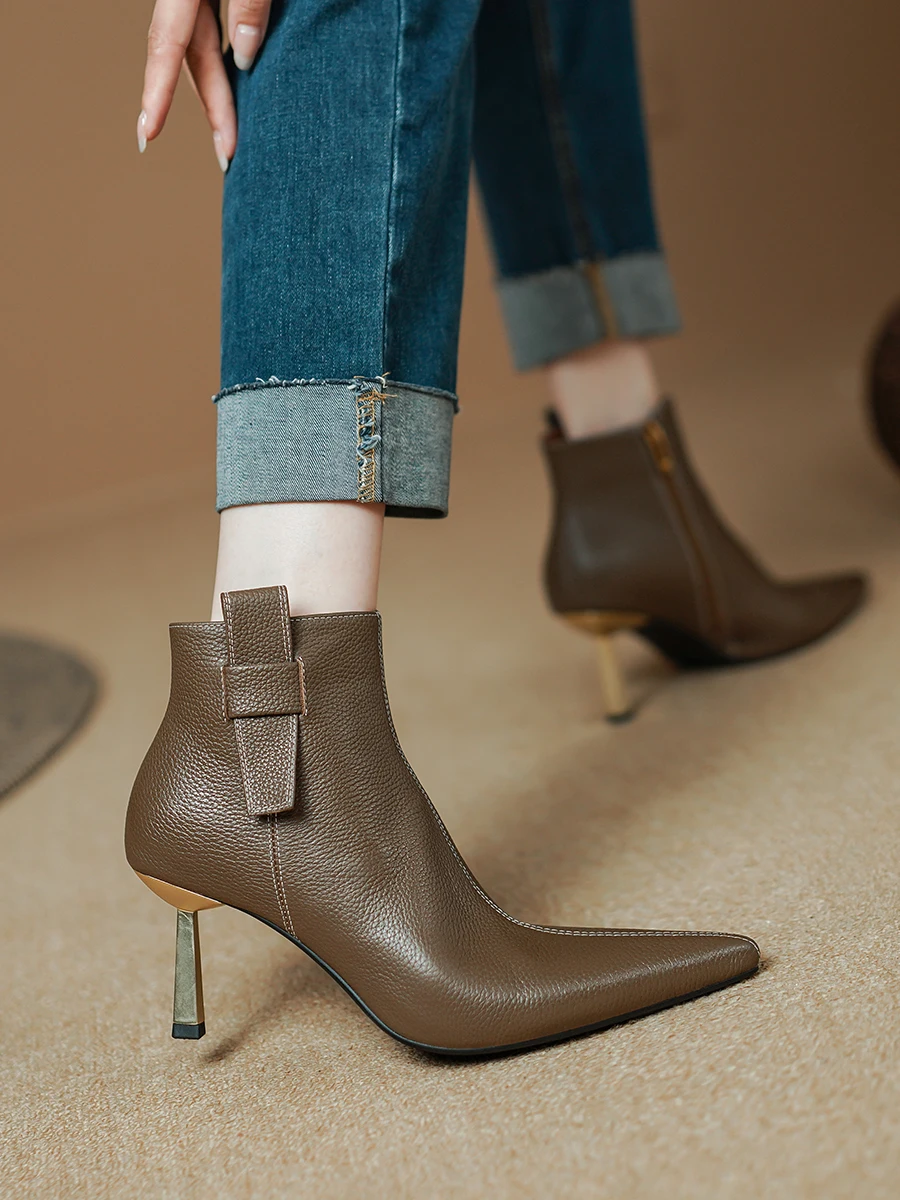 Женские ботильоны из натуральной кожи новые весенне-осенние модные ботинки с