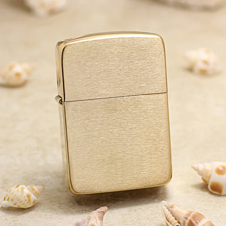

Genuine Zippo Brushed brass oil lighter copper windproof cigarette Kerosene lighters Gift with anti-counterfeiting code