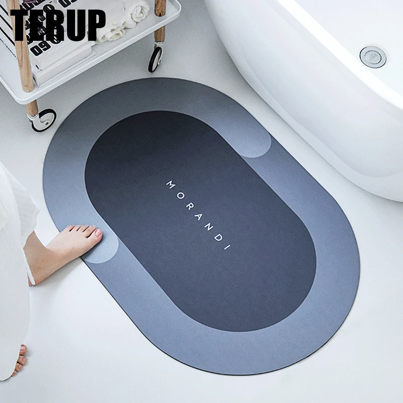 

TERUP Bath Mat Super Absorbent Soft Diatom Mud Rug Non-Slip Quick-Drying Bathroom Carpet Easy To Clean Household Floor Mat Set