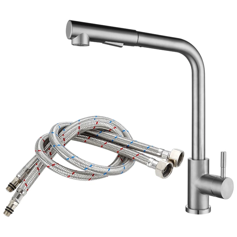 

Kitchen Extendable Mixer Tap With Dual Flowing Waters, Single Lever Kitchen Tap 360° Swivelling Sink Tap Made With Hose