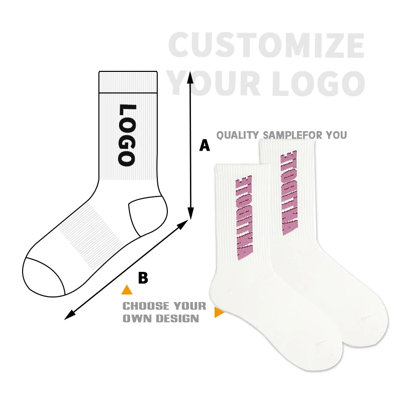 

OEM Custom Design Logo Print Embroidered Letter Solid color Plain White Socks Men Unisex Trendy Cotton Crew Socks