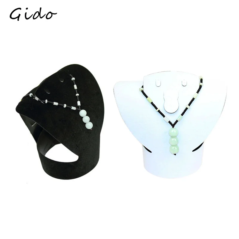 

Velvet Black White Folding Necklace Showcase Pendant Earrings Display Holder Neck Bust Rack Jewelry Display Kit
