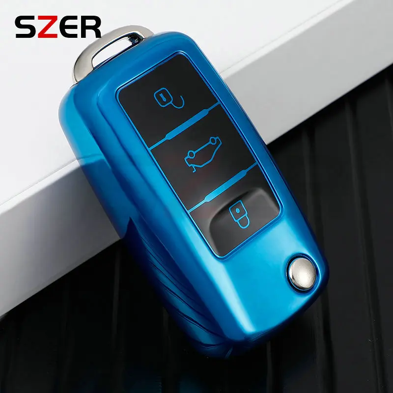 

Чехол Для Ключей Из ТПУ Для Volkswagen VW Polo Golf Passat Caddy T5 Up Eos Skoda Octavia Seat Leon Altea - Дизайн С 3 Кнопками