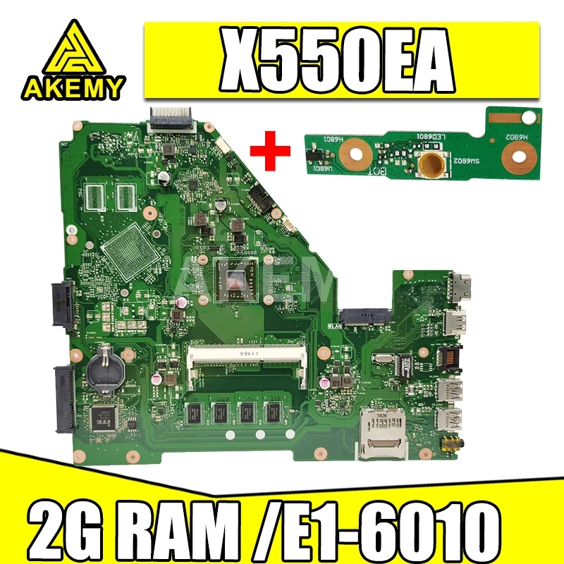 

X550EP X550EA Laptop motherboard For Asus X550EA F552EP F552E A552E X552E D552E original mainboard E1-6010 CPU 2GB RAM test OK