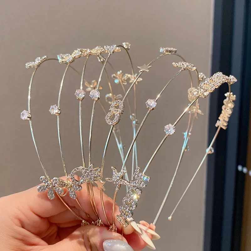 

2022 Fashion Luxury Accessories Women Ladies Hair New Super Bling Rhinestone Hairband Headband With Flower Letters Bowknot