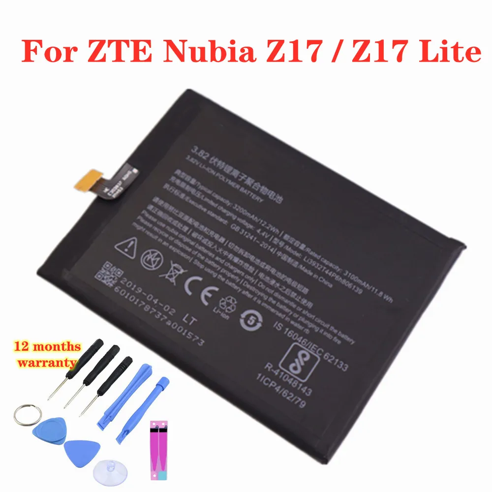 Новый Сменный аккумулятор Li3932T44P6h806139 для ZTE Nubia Z17 / Z17 Lite Z17Lite NX591J NX563J 3200 мАч Высококачественный аккумулятор + Инструменты