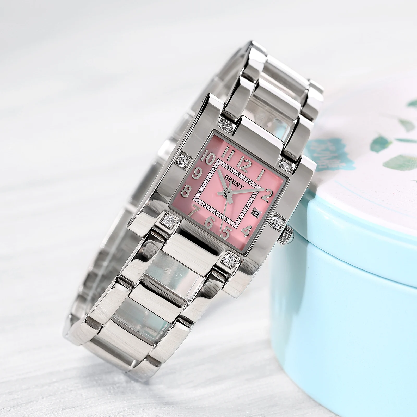 BERNY Quartz Watch for Women Fashion & Casual Easy Read Stainless Steel Ladies Clock 3ATM Waterproof Wristwatch Relogio Feminino enlarge