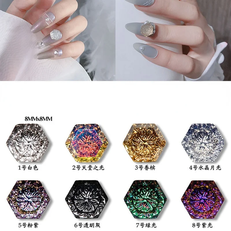 

Hexagonal Embossed Special-shaped Fireworks Diamond Explosion 3D Stereo Magic Color Crystal Nail Art Decorations Accesoires