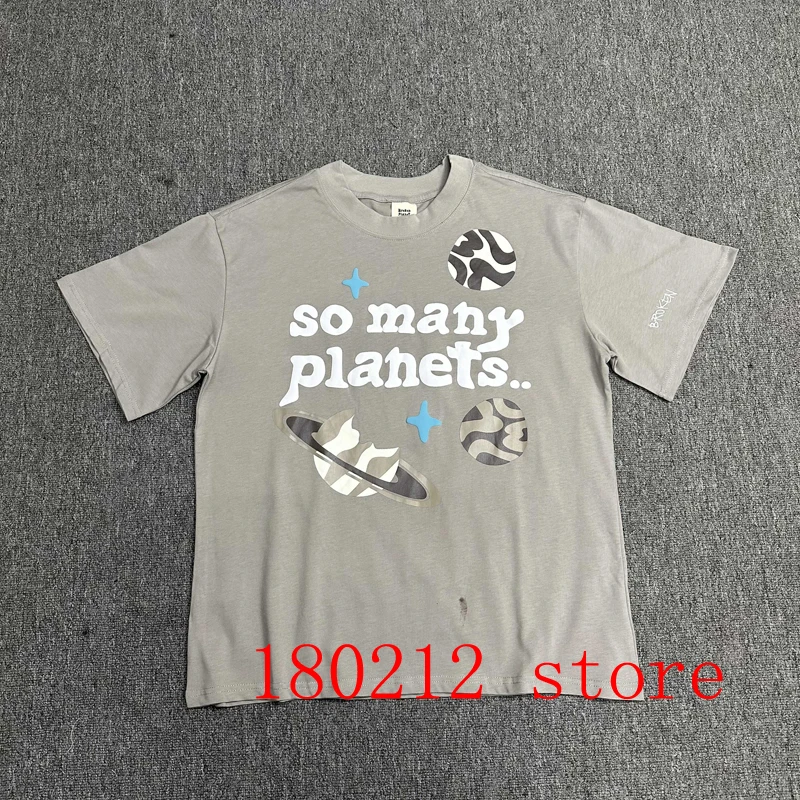 

So Many Planets Broken Planet T-Shirt Men Womnen Back 3D Foam Logo 1:1 How Do I Find Mine Short Sleeve Oversize Tee Top