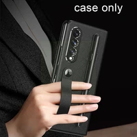for z fold 3 5g plating leather magnetic flip phone for z fold3 5g stylus s pen socket slot kickstand c l7p7
