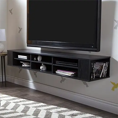 

Life Mounted Media Console - 66\u201D Wide - Extra Storage - Black Oak - By