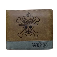 one piece cartoon wallet leather color matching short embossed wallet young student card holder bag mens wallet