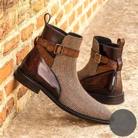 fashion british style ankle boots classic casual party street pu stitching suede color matching buckle business daily men shoes