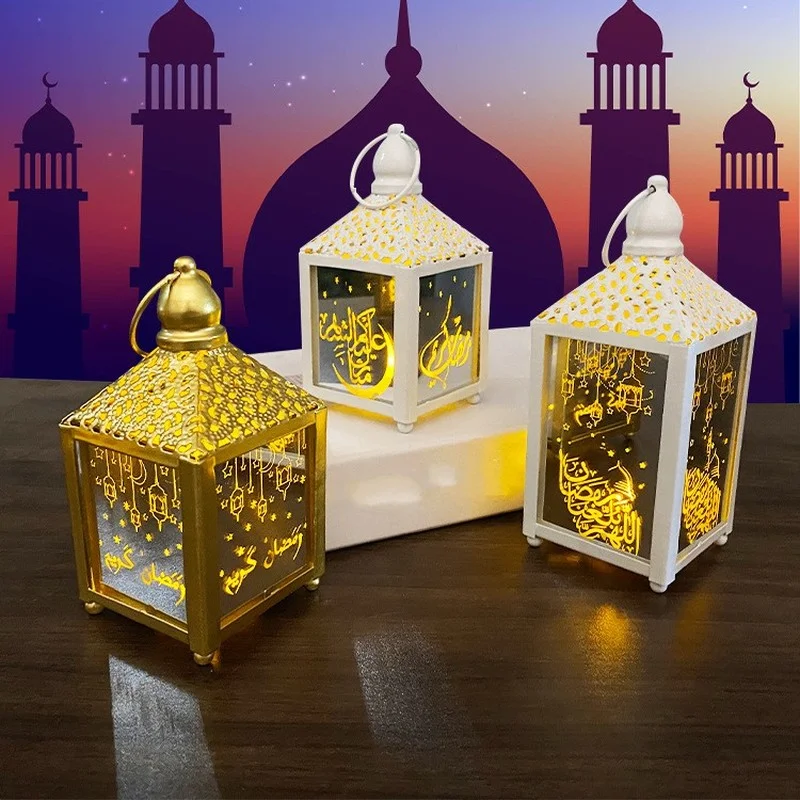 

Lantern Ramadan With Led Night Lights Decorative Hanging Lantern Festival Home Decor Vintage Style Lanterns Iron Wind Light