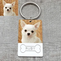 personalized dog photo keychain customized dog key chain engraved pet name keychain animal photo keyring pet lover gift