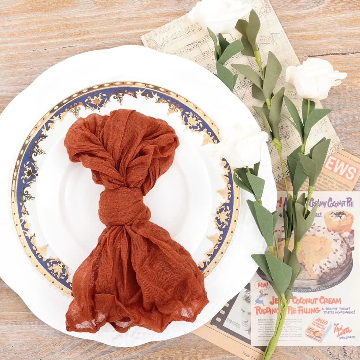 

Cheesecloth Napkins Wedding Table Napkin Cotton Gauze Towel Wrinkled Napkin Linen Tea Towel for Dinner Party Table Decoration