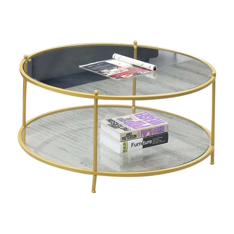 

Convenience Concepts Royal Crest 2 Tier Round Glass Coffee Table