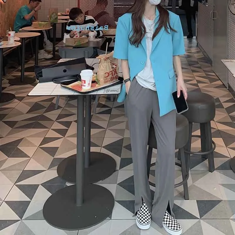 2022 New Fashion Casual Short-sleeved Suit Jacket Women Spring New Korean Style Loose Design Temperament Slim Casual Thin Suit