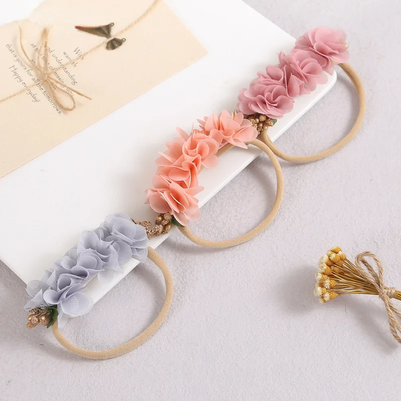 

Baby Girl Headbands Newborn Head Flower Toddler Headband Headwear Children Girls Handmade DIY Baby Elastic Hair Band 0-12Y