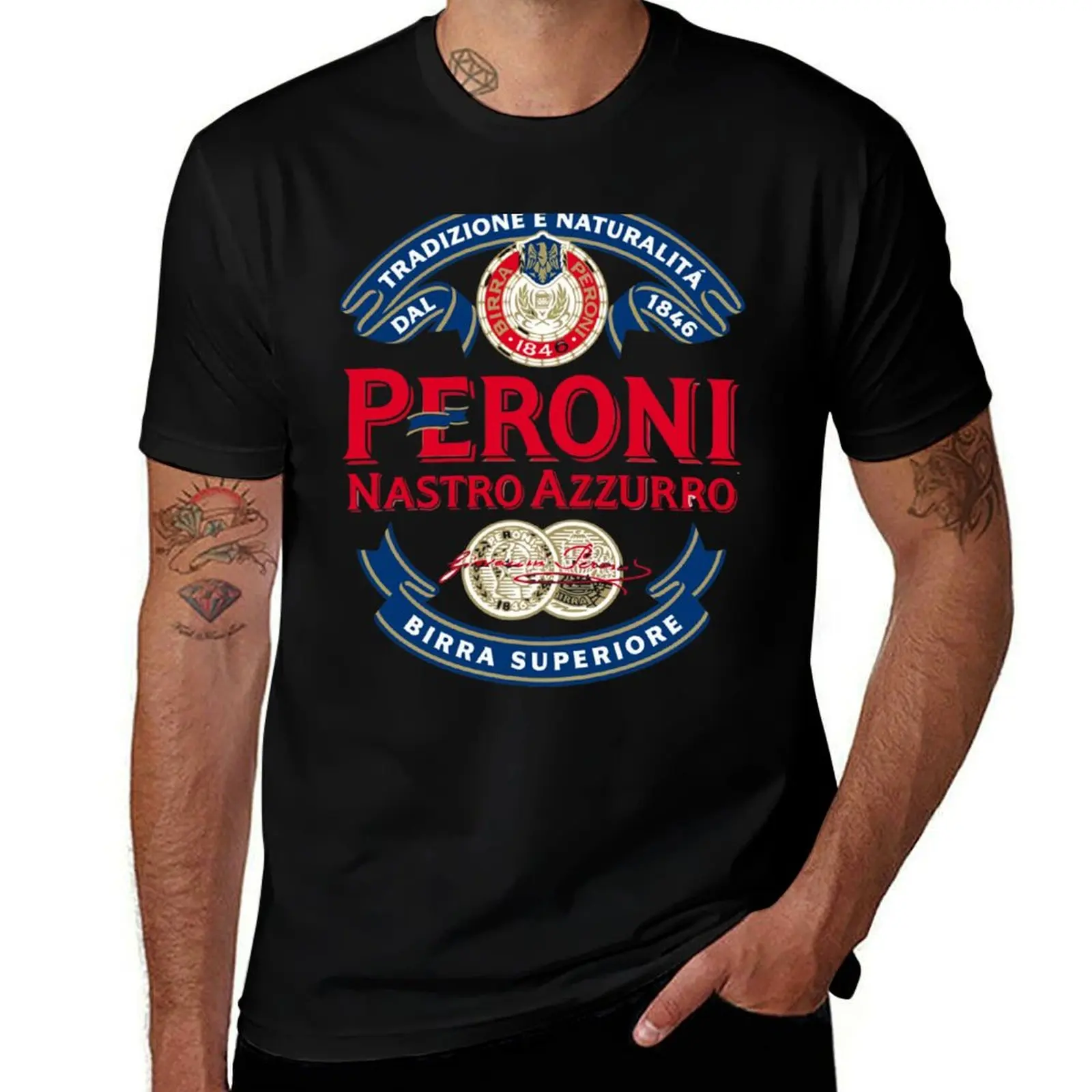 Фото Футболка Peroni Beer Larang Asu с классическим графическим принтом и короткими рукавами №1