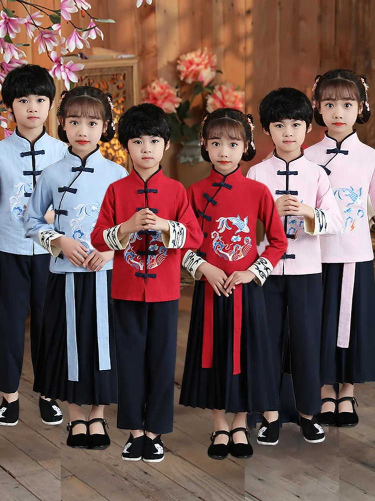 

Детские костюмы для косплея, китайское платье Hanfu для девочек, платье принцессы Тан с вышивкой, традиционное китайское платье Hanfu