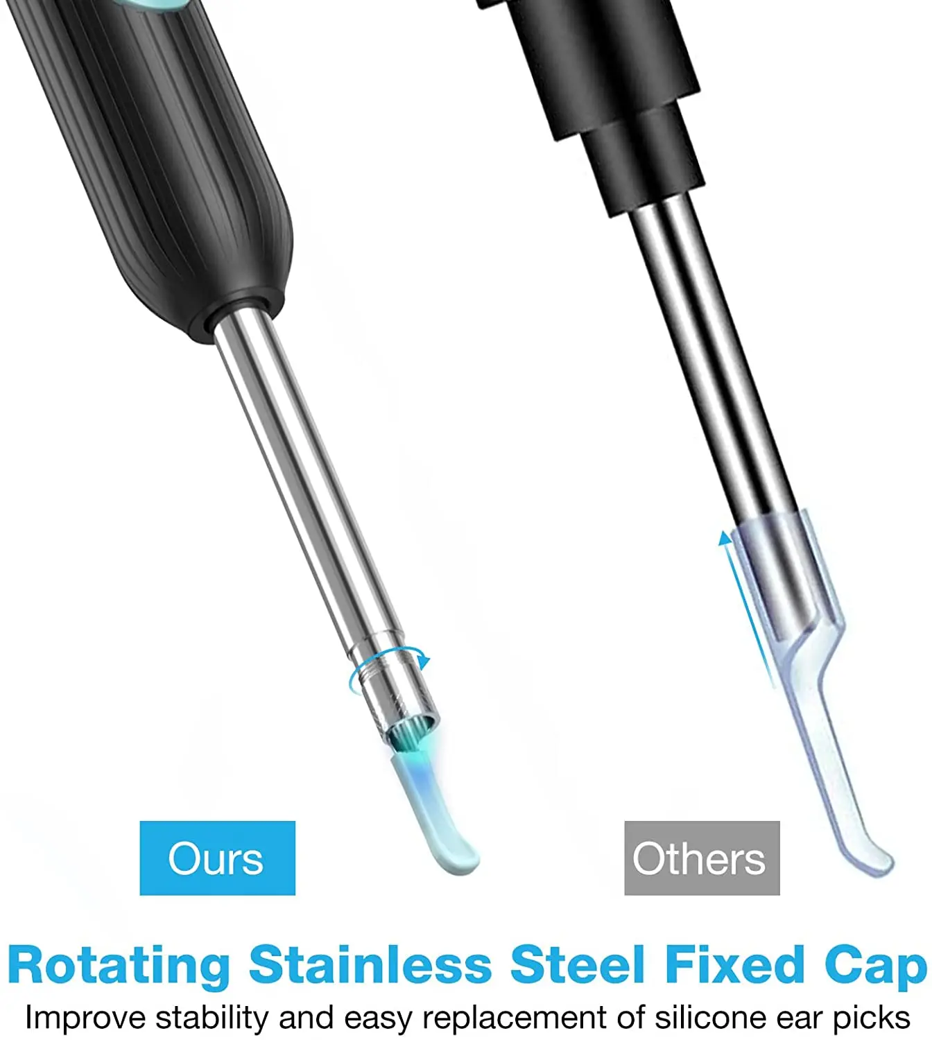 ВИТКОКО Беспроводной очиститель ушной серы с инструментом для камеры 1920P, 6 светодиодными лампами и диаметром 3,9 мм.