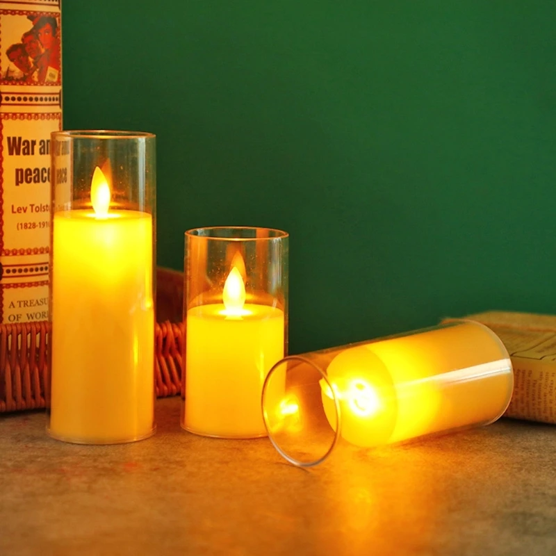 Flameless LED Candle Light Bright Battery Operated Lamp with Realistic Flame Christmas Holiday Wedding Home Decorations