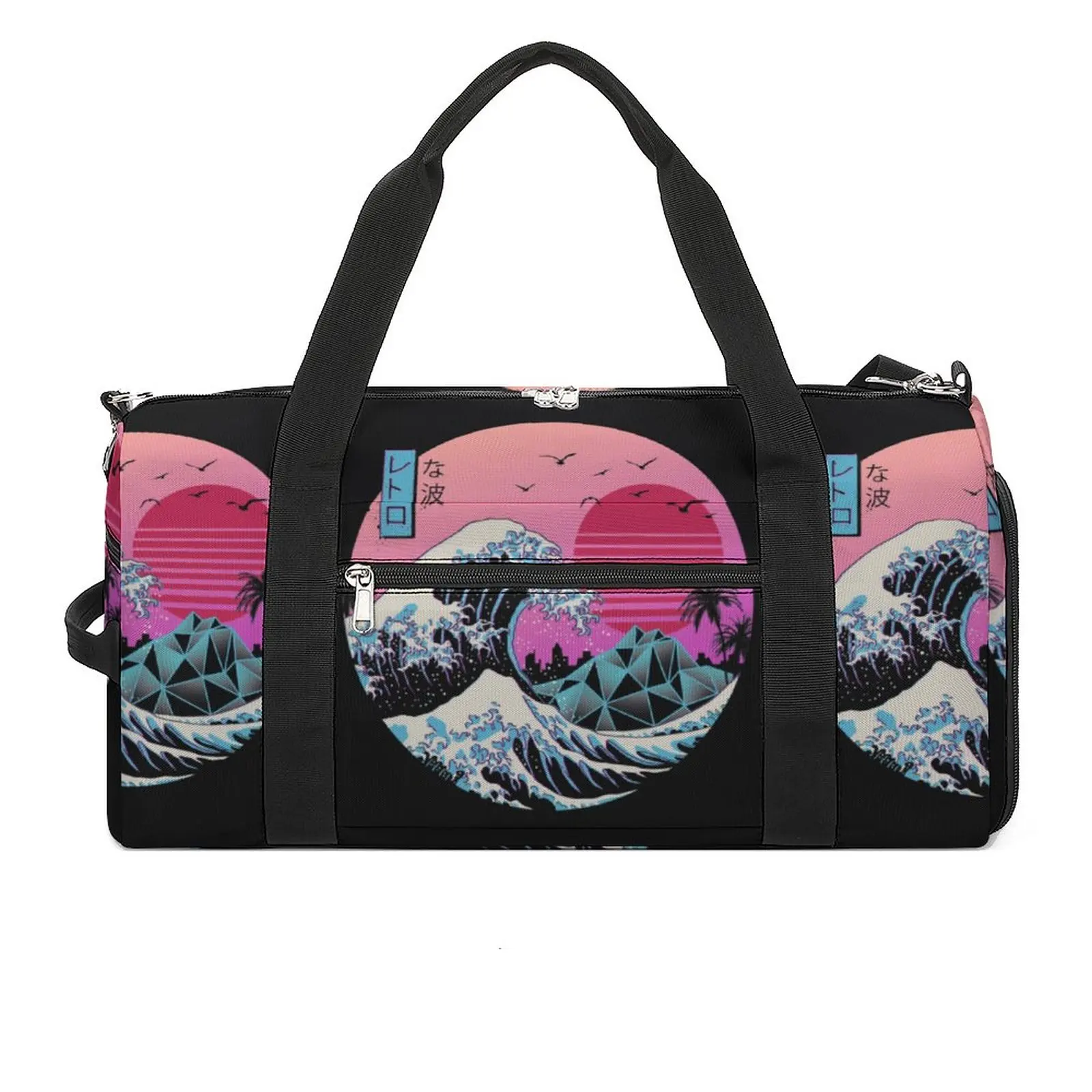

The Great Wave Sport Bags Y2k Retro Red Sun Gym Accessories Gym Bag Design Handbag Travel Training Retro Fitness Bag For Men