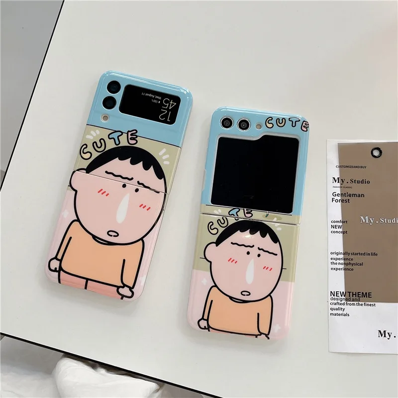 

Cartoon Boy Phone Case for Samsung Galaxy Z Flip 3 Z Flip 4 Z Flip 5 Hard PC Back Cover for ZFlip5 Case Shell