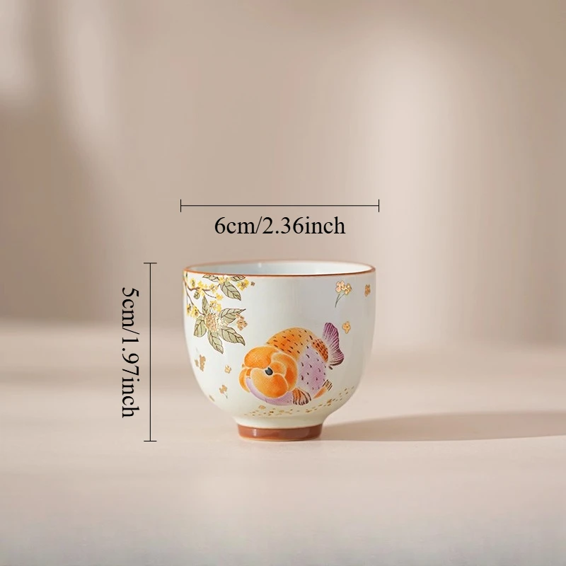 

Керамическая чашка JINGDE TEA SET с османтусом и золотой рыбкой
