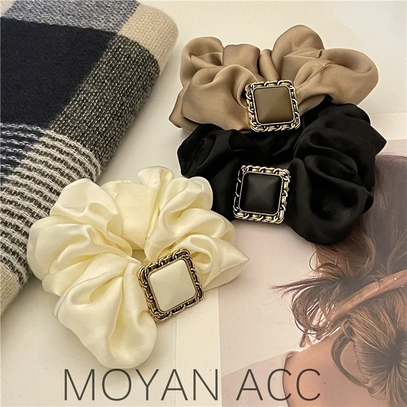 

High-Grade Large Intestine Hair Band Korean Retro Headband Women's Square Fabric Hair Rope Elastic Rubber Band Women's Headwear