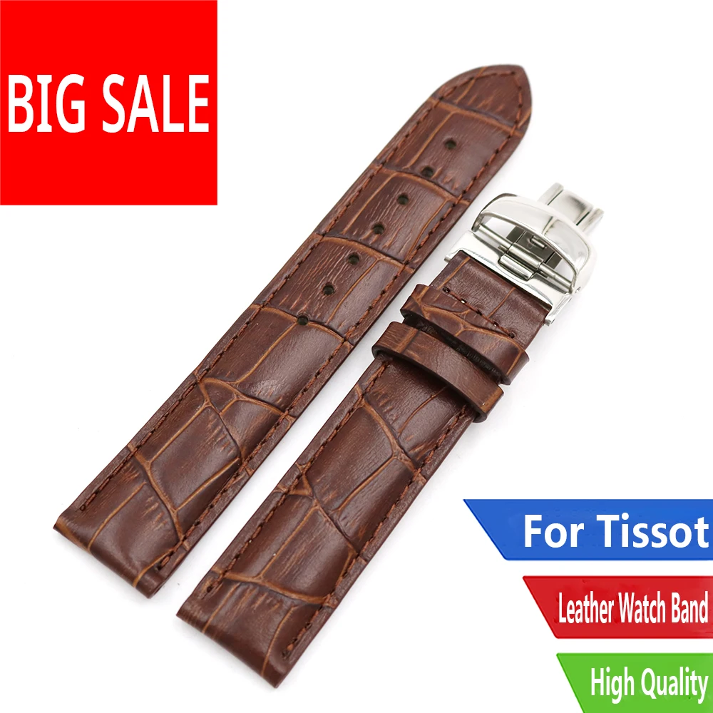 

Luxury Style 19mm Black Brown Real Calf Leather Replacement Watch Band Strap Bracelet For Tissot PRC200 T17 T461 T014430 T014410