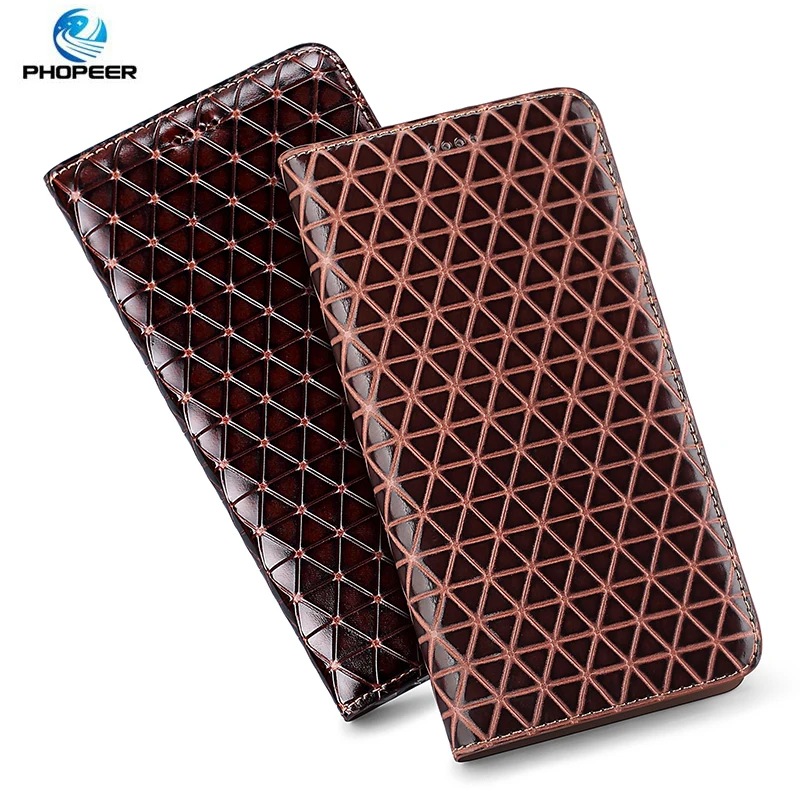 

Diamond Pattern Genuine Leather Case For XiaoMi Redmi Note 10 10T 10s Pro Max Leather Flip Cover