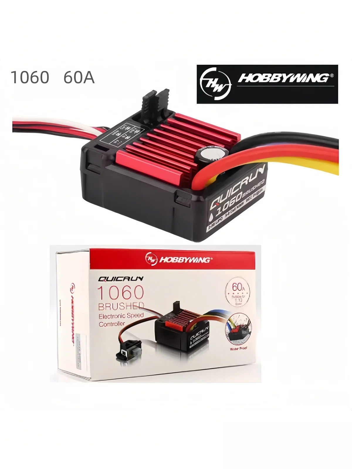 Фото HobbyWing QuicRun WP‑1060 60A водонепроницаемый ESC для коллекторных двигателей 2‑3S Lipo с BEC 6V/3A для радиоуправляемых моделей 1/10: краулеров, багги, монстер-траков, танков. №4