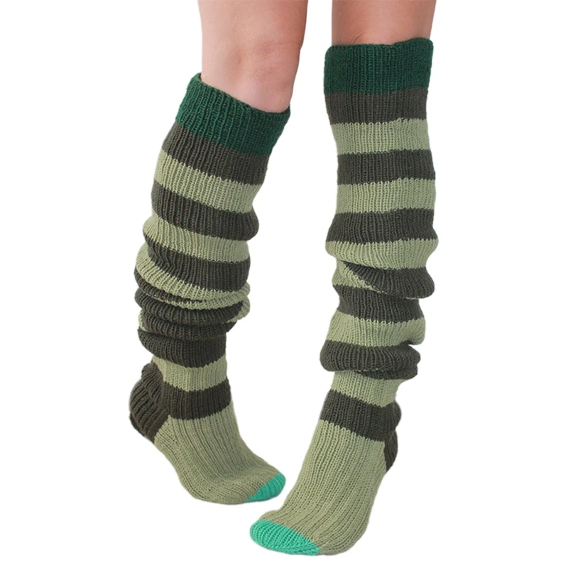 

Женские высокие носки выше колена, вязаные крючком разноцветные модные зимние теплые длинные носки, Прямая поставка