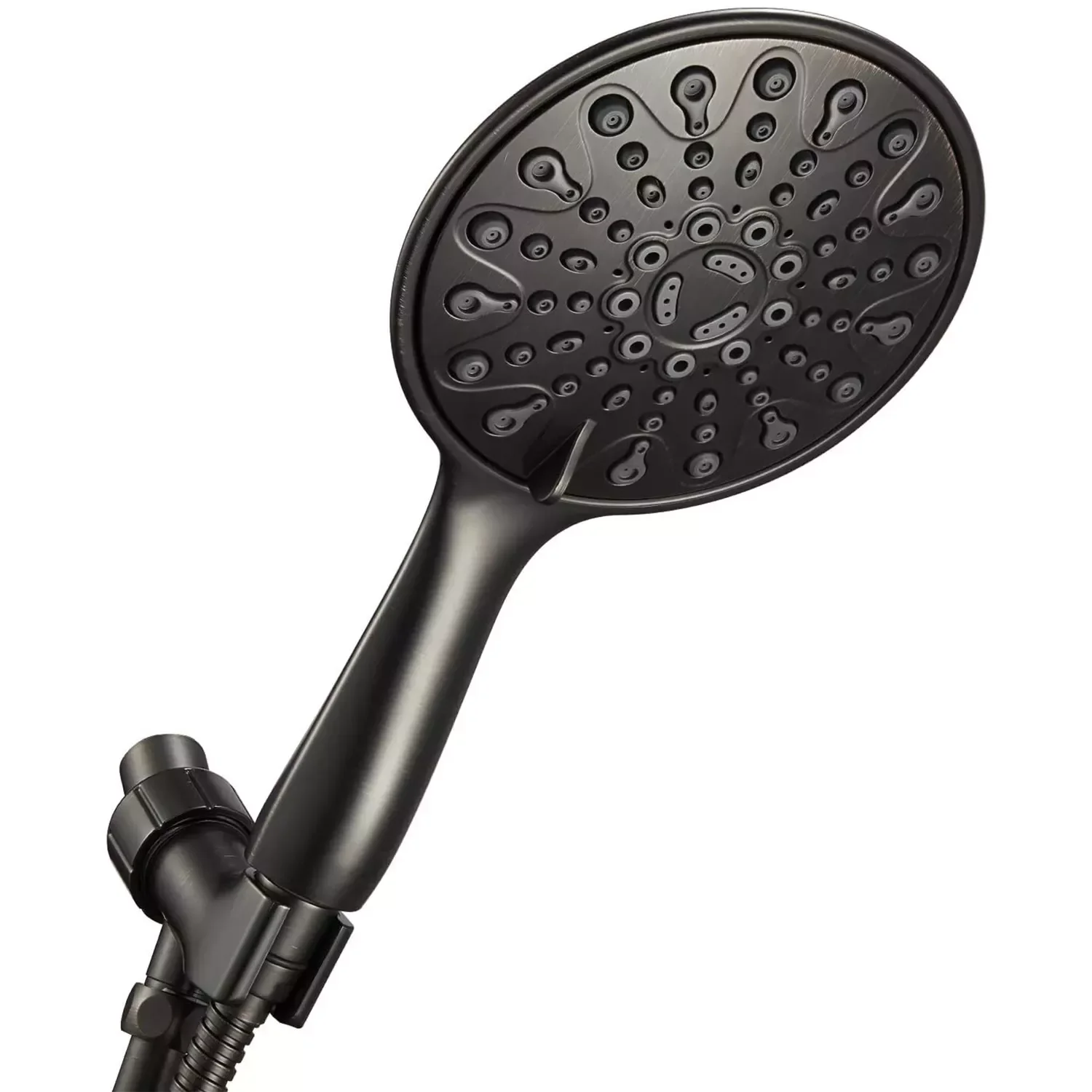 

Shower Head, 6" Chrome Face 6 Spray Setting Shower Head with High Pressure, Brass Swivel Ball Mount and Extra Long Flex