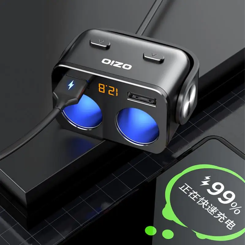 

Зарядное устройство для автомобильного прикуривателя с двумя USB QC 3,0 Быстрая зарядка автомобильный разъем прикуривателя 90 Вт адаптер высок...