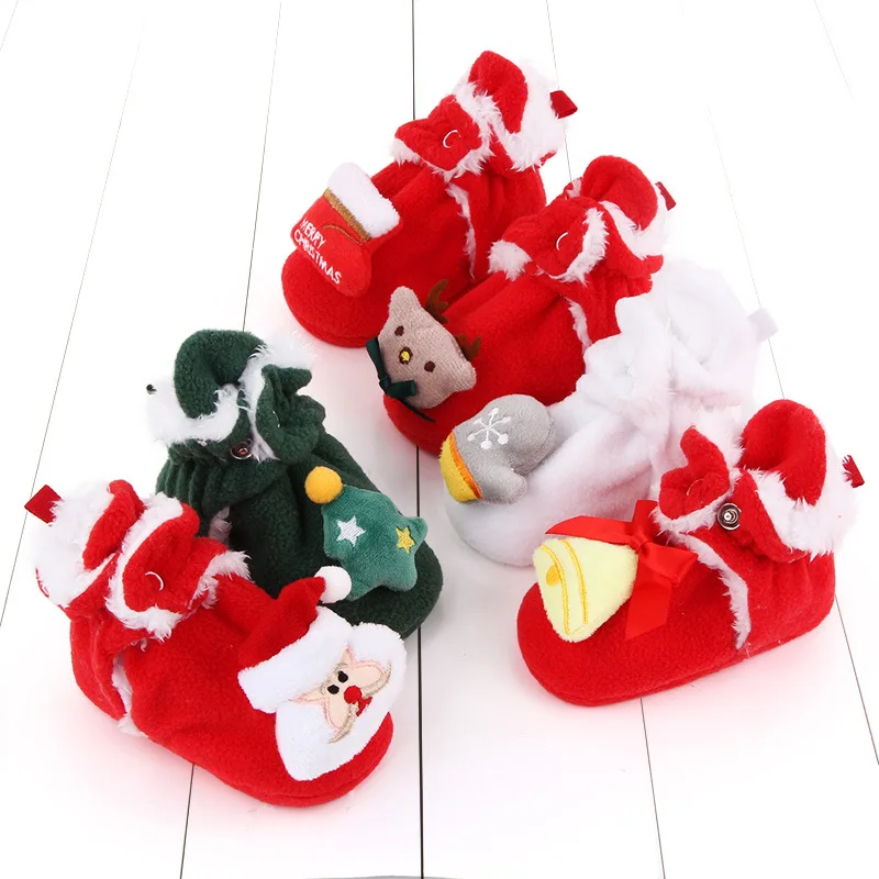 Christmas Warm Baby Toddler Shoes Soft Sole Baby Cotton Boots 0-1 Years Old
