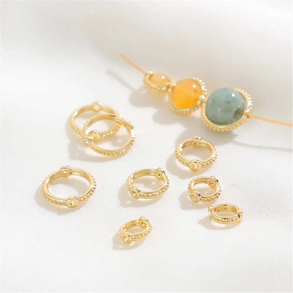 

1pcs 14K gold wrapped double hole lace circular ring set bead handmade DIY pearl ring string bead jewelry material accessories