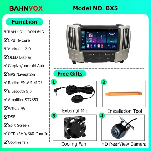 Автомагнитола 9 дюймов, Android 12,0, для Lexus RX330, RX350, RX400, 2004-2007, GPS-навигация, стерео, мультимедийный плеер, головное устройство для Carplay, 2 Din