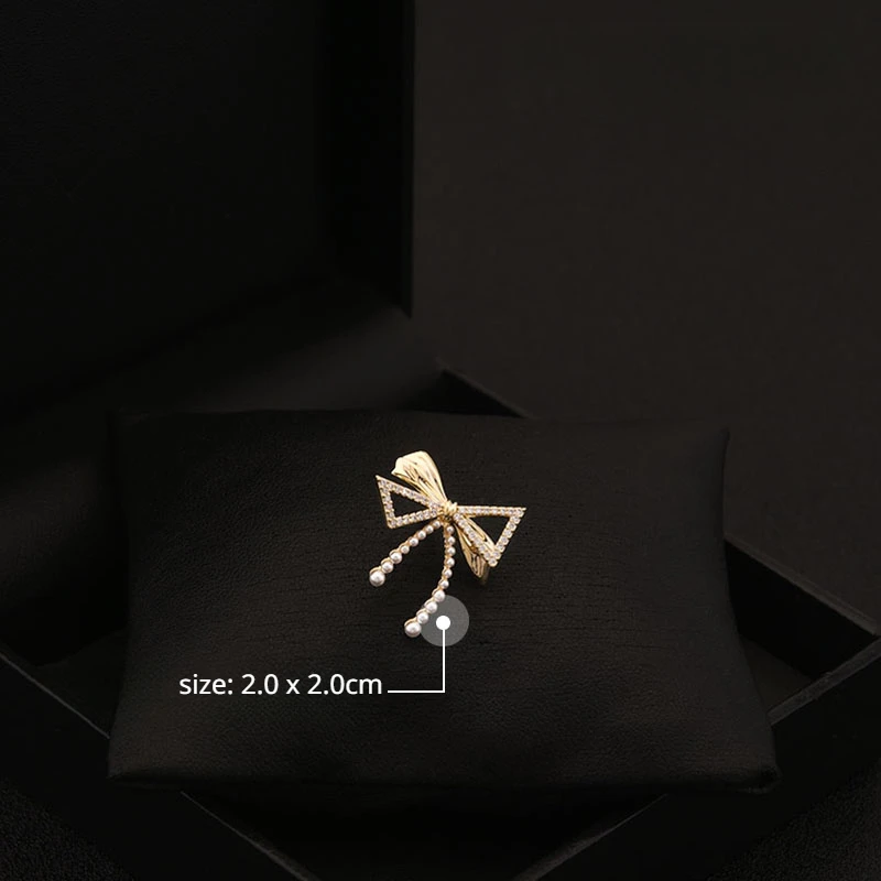 High-End Bowknot Small Brooch Women's Accessories Exquisite All-Match Suit Jacket Neckline Pins Fixing Buckle Pearl Jewelry 6015