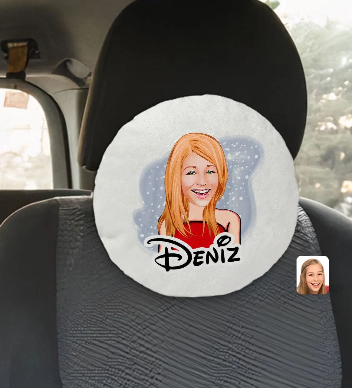 

Personalized Is Women Caricature Of Round Car Seat Yastığı-33