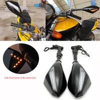 universal motorcycle rearview side mirror with led turn signal light for honda suzuki yamaha kawasaki atv motorbike accessories
