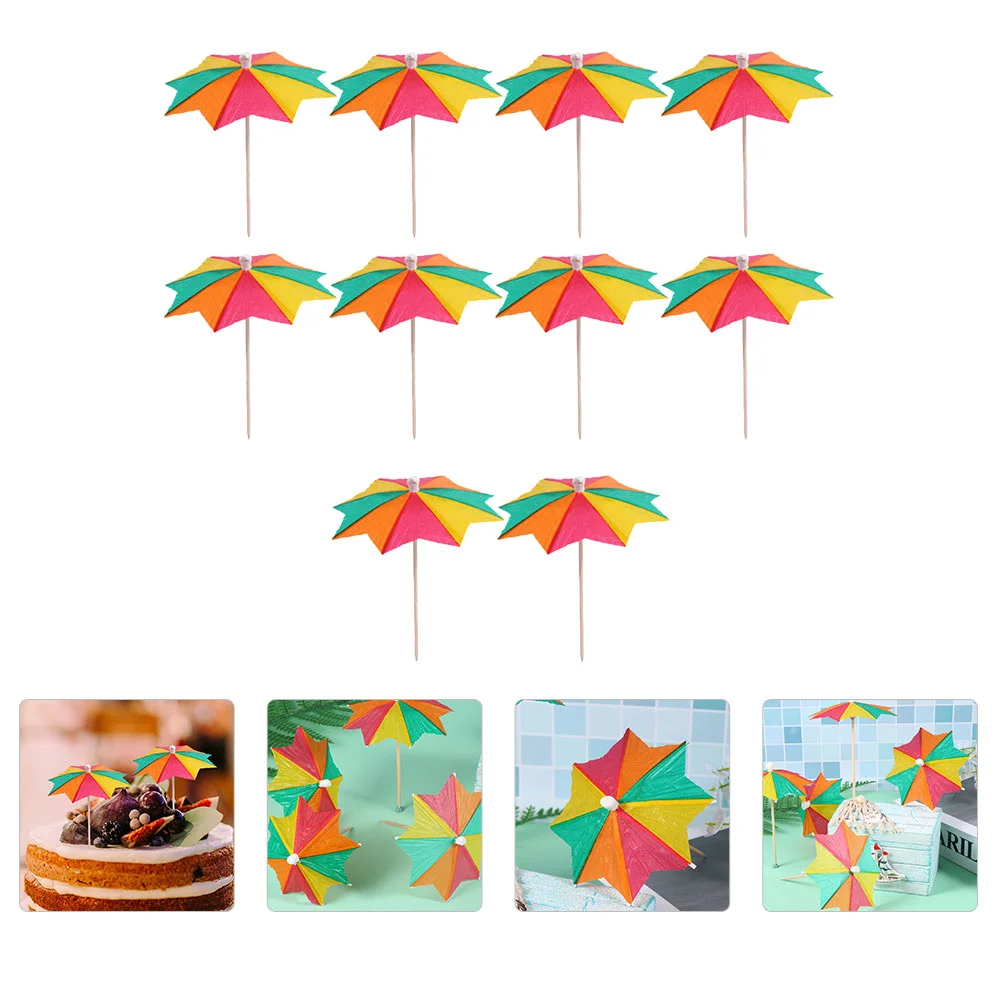 

20pcs Miniature Umbrella Ornament Fruit Picks Cocktail Sticks Appetizer Picks Drink Umbrella Picks Umbrella Cupcake Toppers