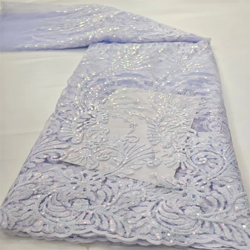 Модные африканские кружевные ткани синие с блестками узор тюль свадебная парча